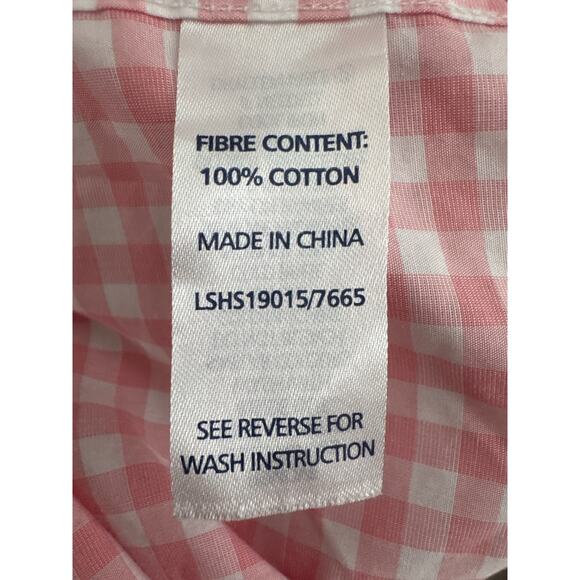 Gazman Easy Care Gingham Check Shirt pink coral & white cotton preppy medium - Picture 11 of 14